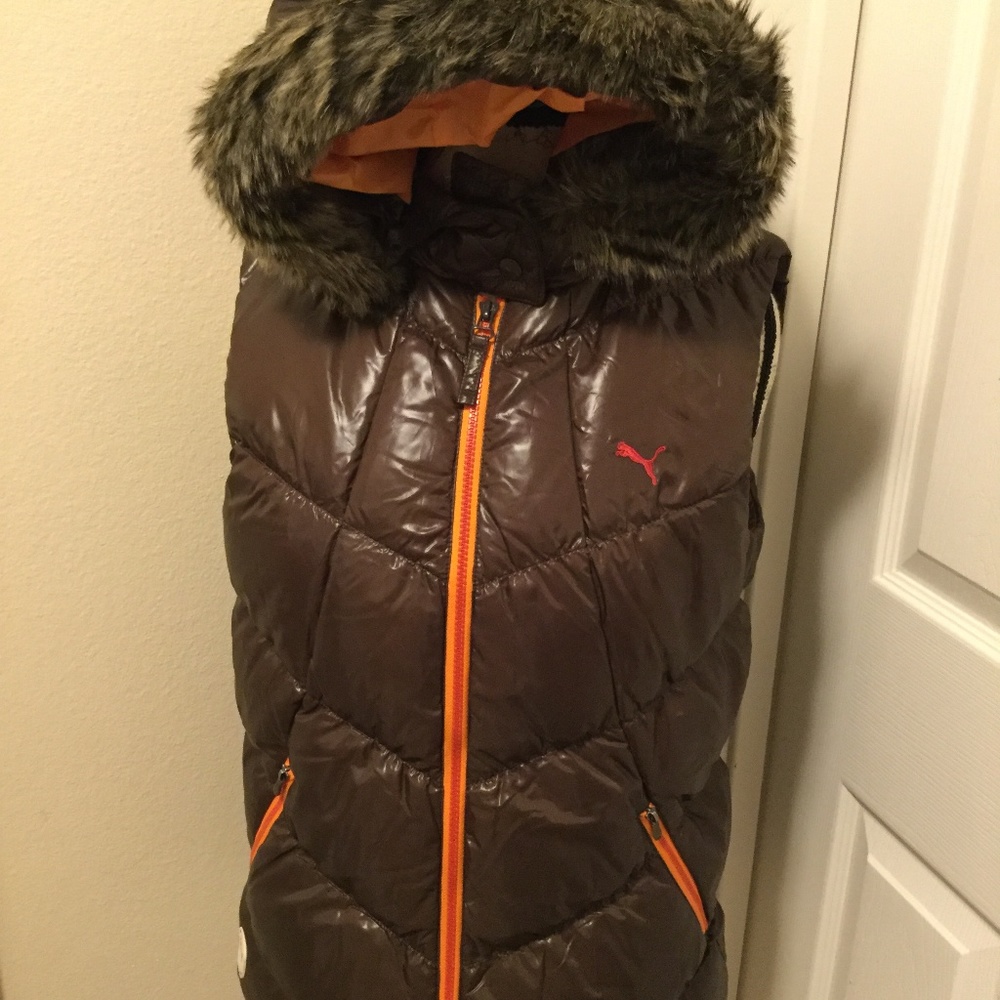 Women"s Puma Brown Zip Up Vest Jacket Size L NWT - Picture 5 of 6